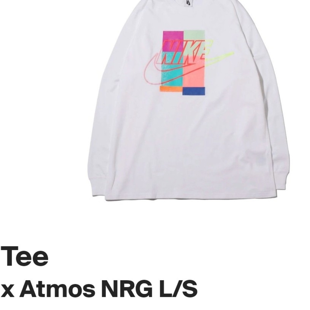 Nike White Tee with Multicolor Logo NIKE x ATMOS L/S TSHIRT